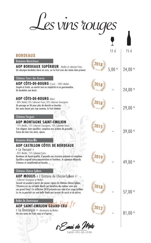 L'émoi de mets — carte page 8