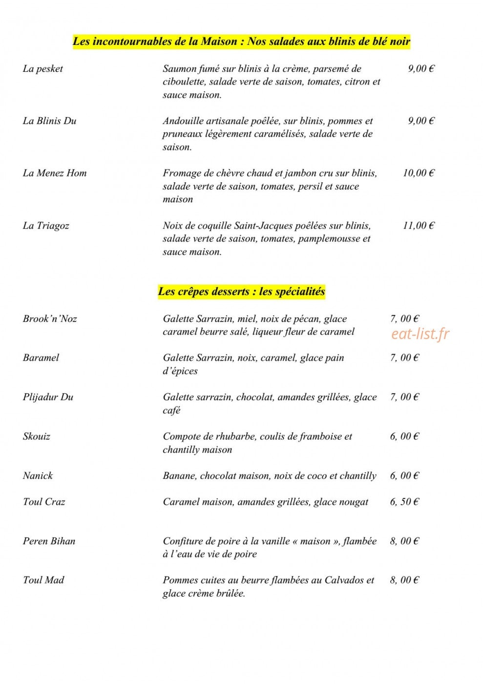 La Galettière — carte page 2