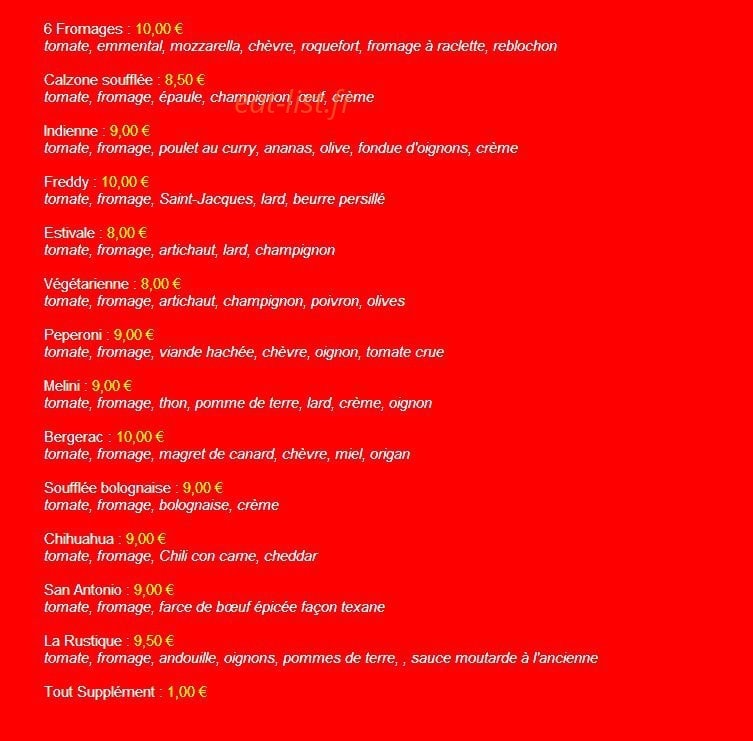 Taco Pizz' — carte page 2
