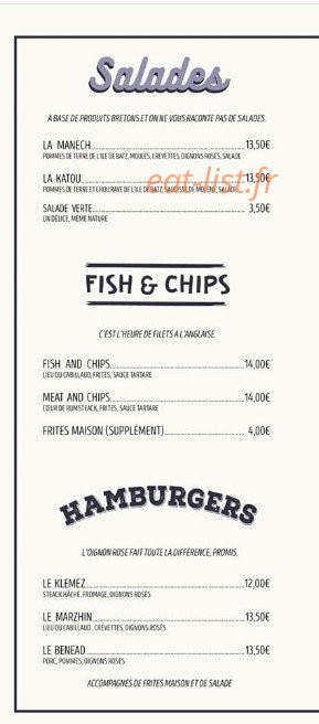 Bar du Port — carte page 1