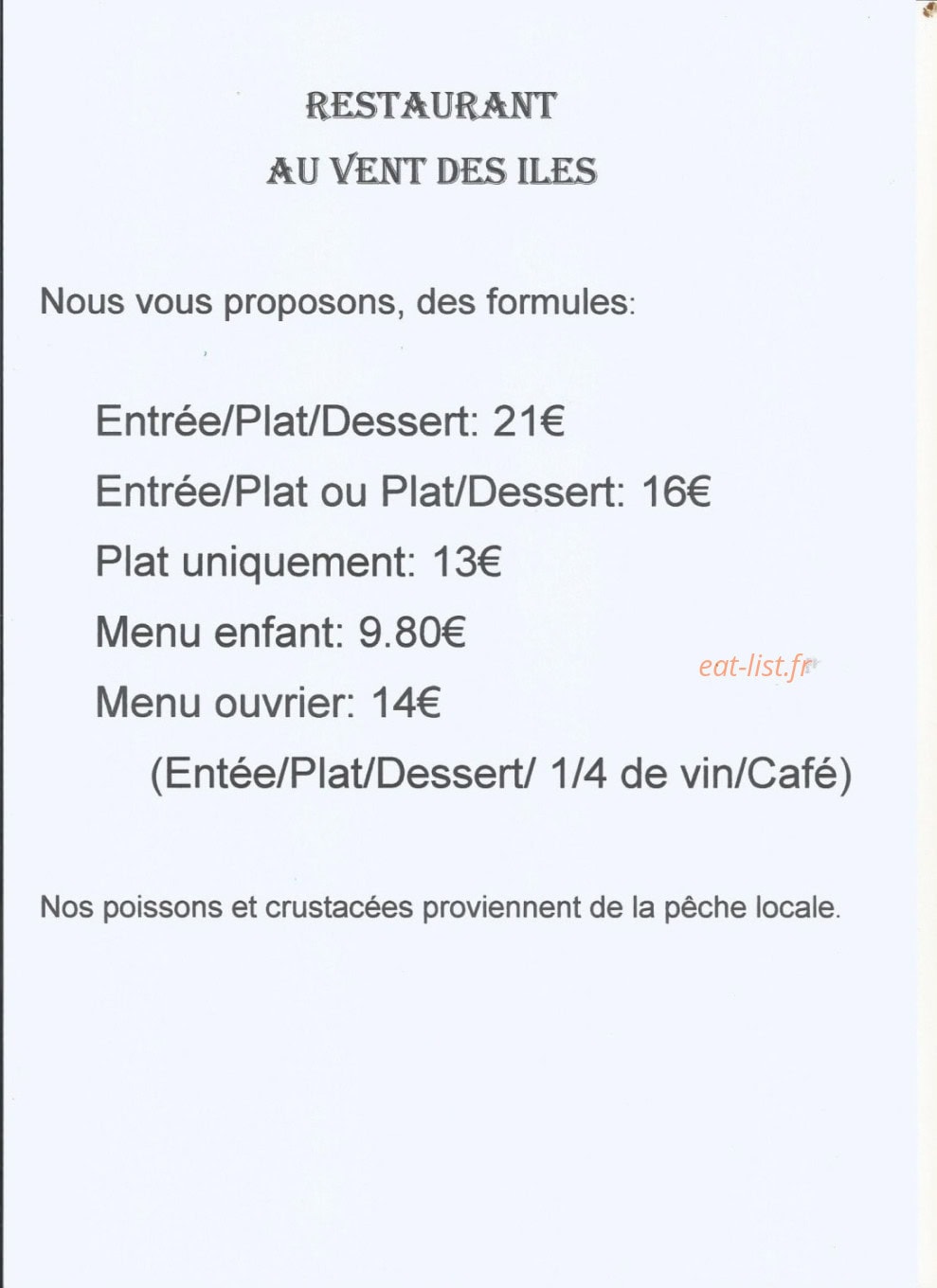 Au Vent des Iles — carte page 1