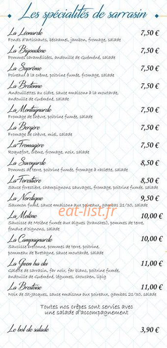 Crêperie De Kergoff — carte page 3