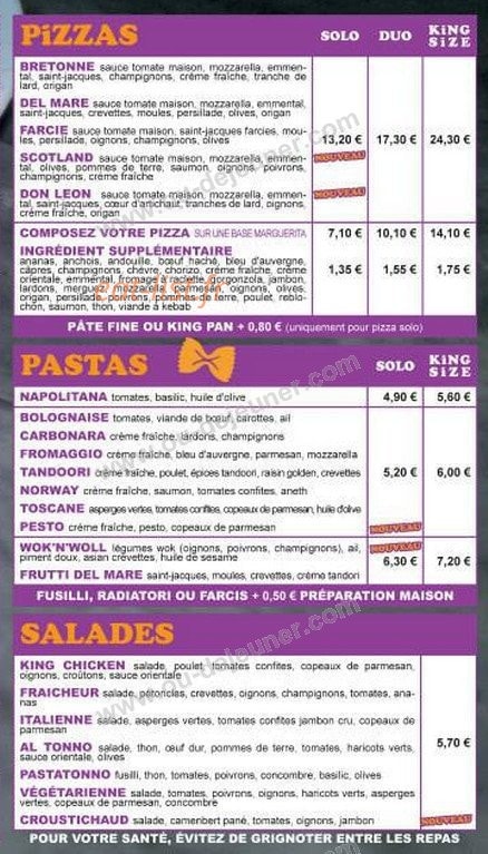 King Size — carte page 4