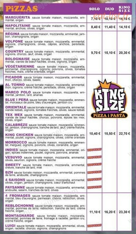 King Size — carte page 3