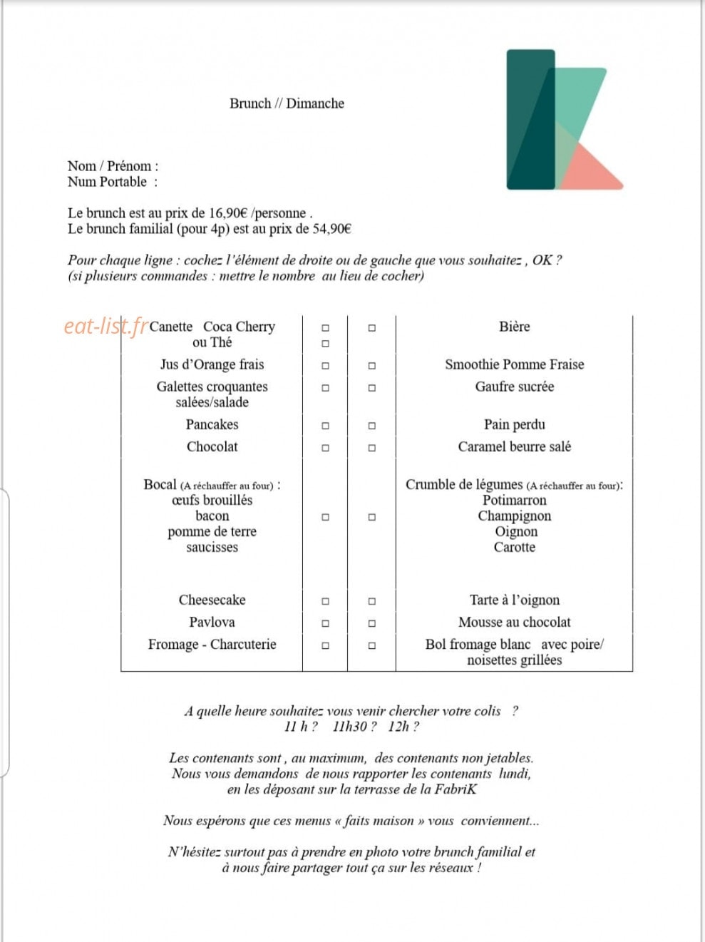La Fabrik — carte page 1