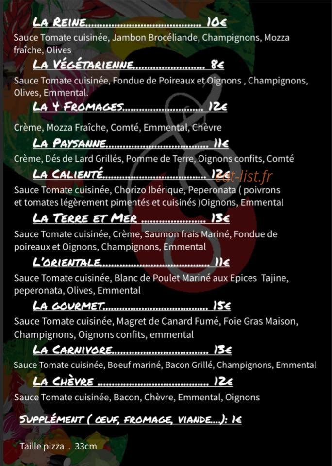 Pizzeria Ploudaniel — carte page 1