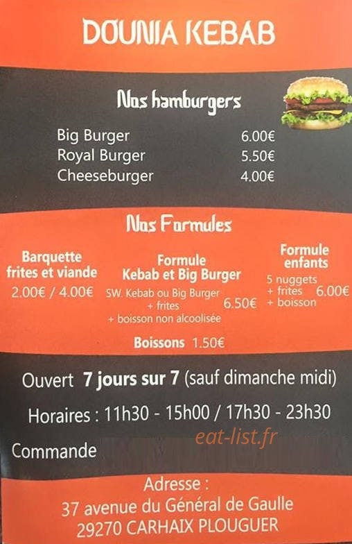 Dounia kebab — carte page 2