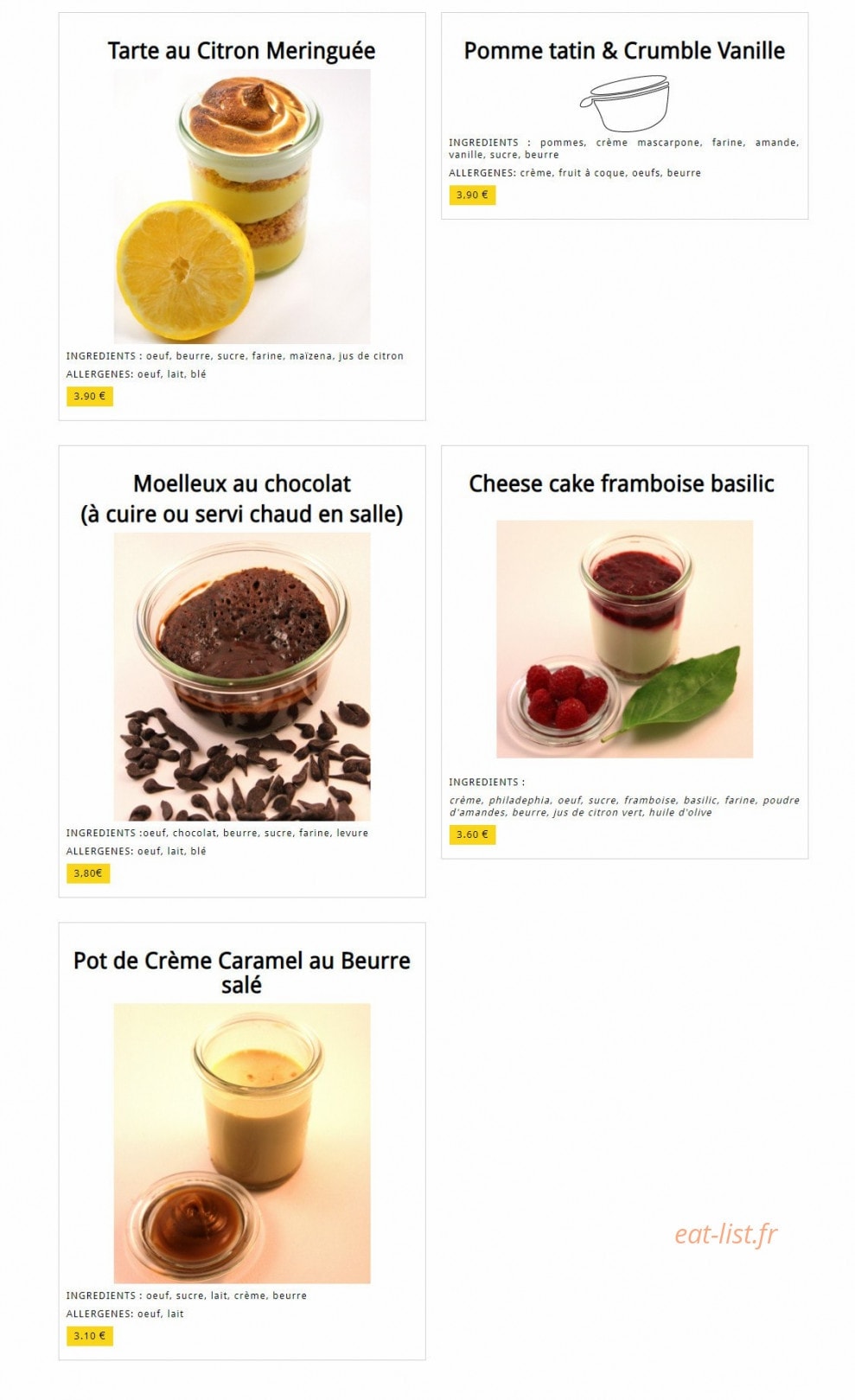 La Cantine des Chefs — carte page 4