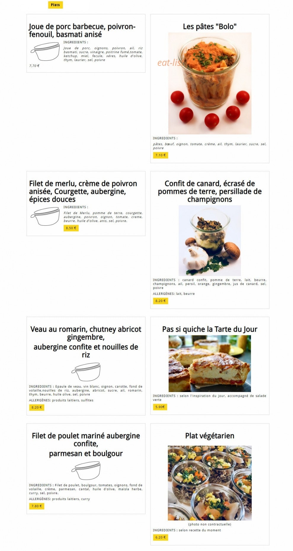 La Cantine des Chefs — carte page 2