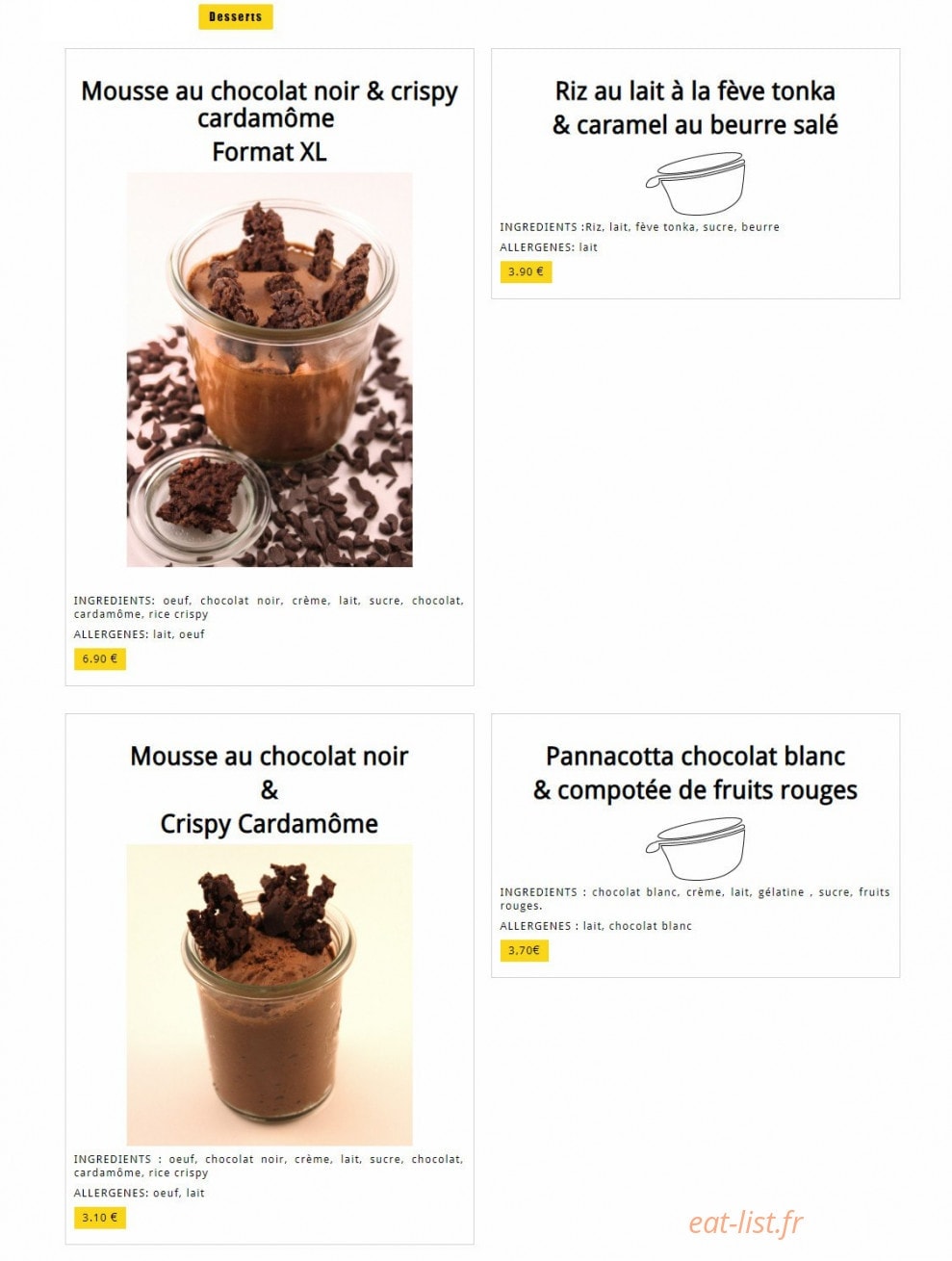 La Cantine des Chefs — carte page 3