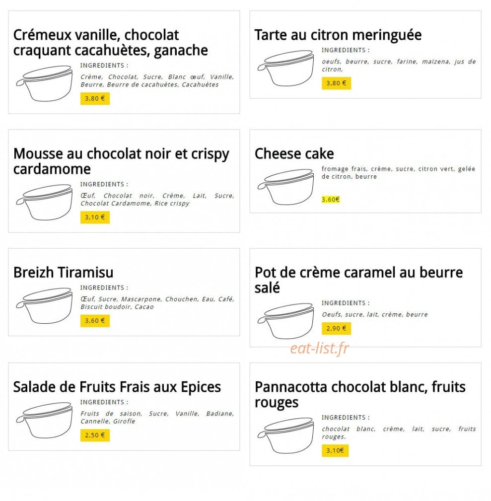 La cantine des chefs — carte page 3