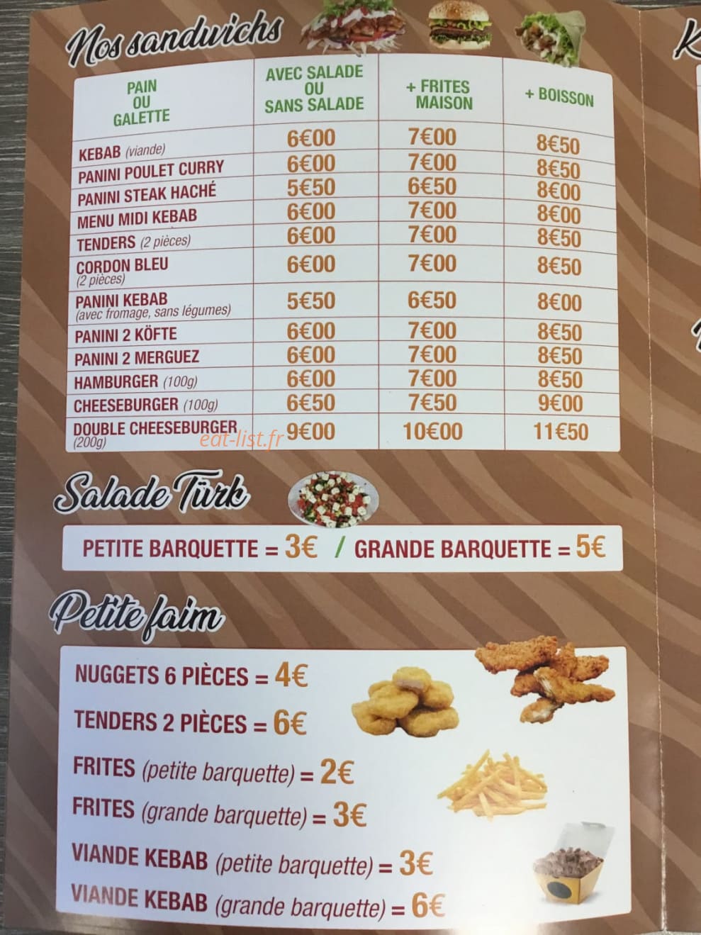 Plouzane Kebab — carte page 2