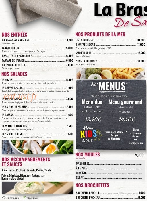La Brasserie de Saint-Renan — carte page 1