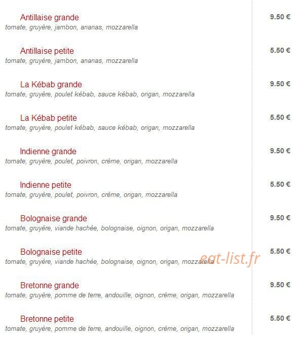 Celtic Pizza — carte page 3