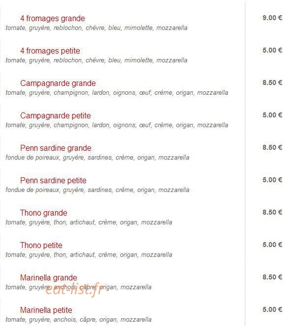 Celtic Pizza — carte page 5