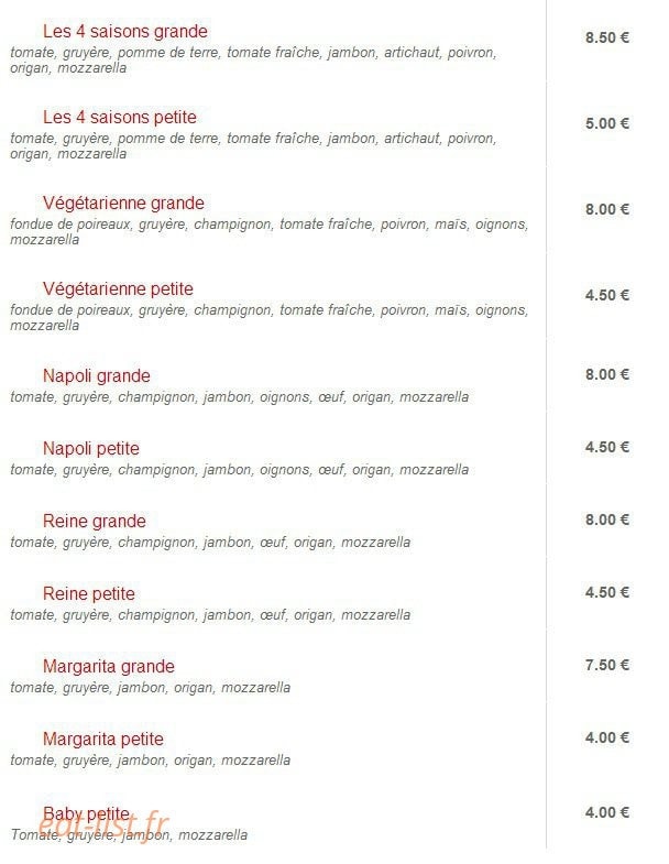 Celtic Pizza — carte page 6