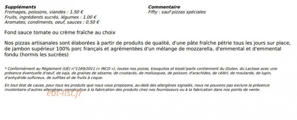 Le Kiosque à Pizzas — carte page 5