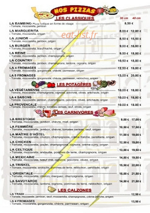 Flash Pizzas — carte page 2