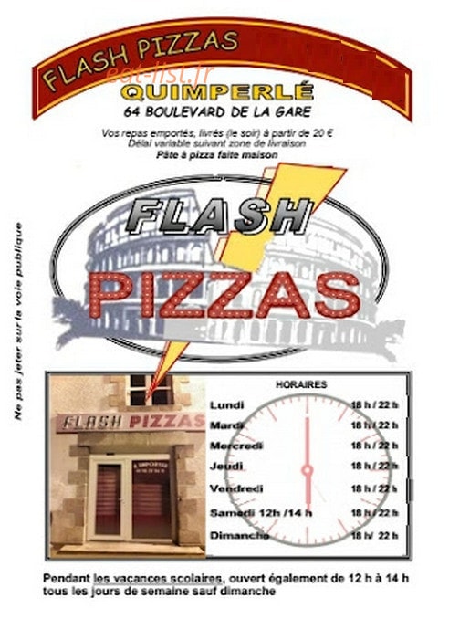 Flash Pizzas — carte page 1