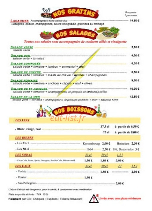 Flash Pizzas — carte page 4