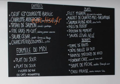 L’Ardoise Bistrot — carte page 1