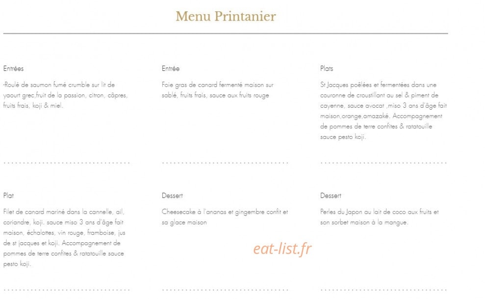 La 5ème  Saveur — carte page 1