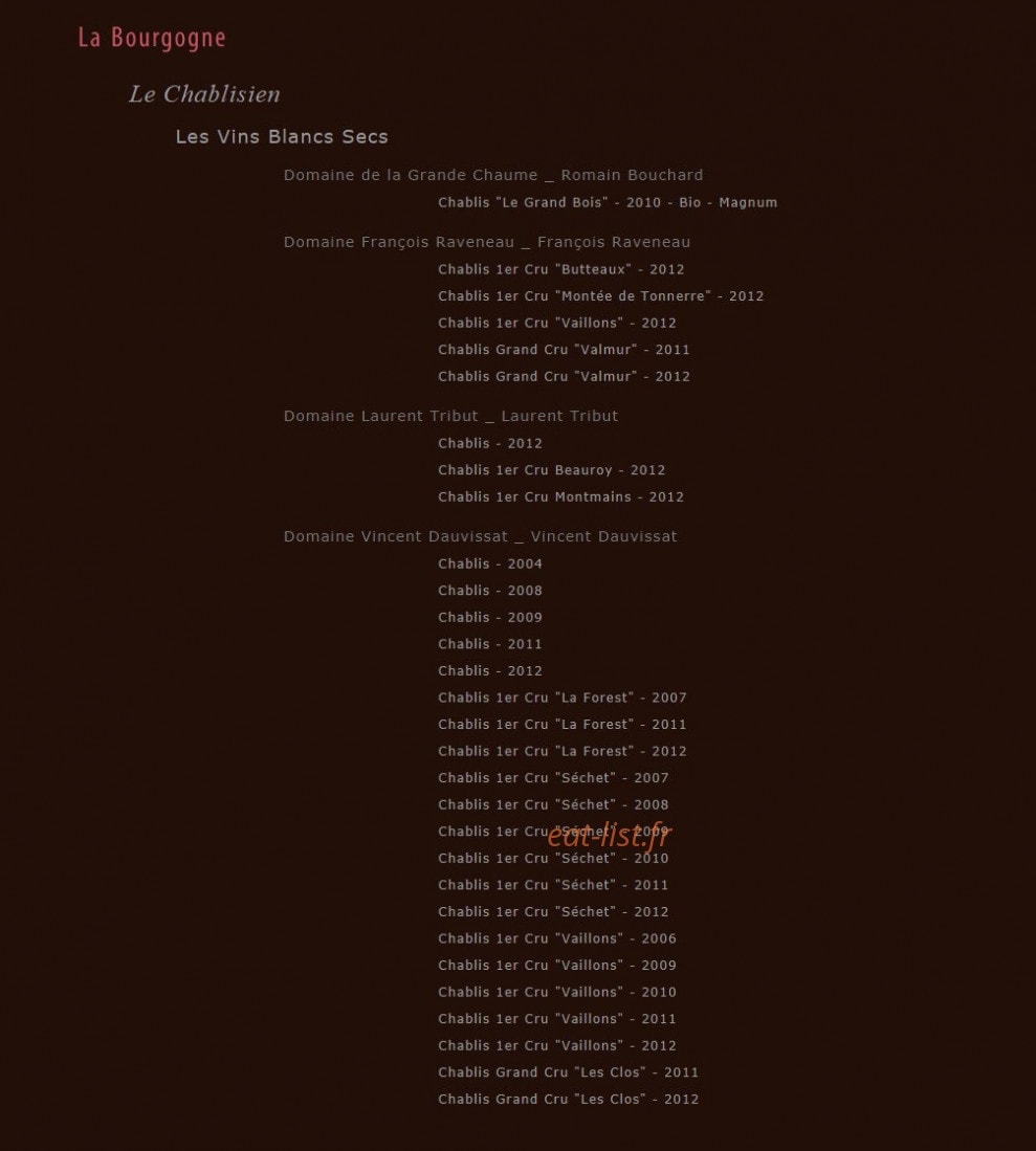 Le Bistro de la Tour — carte page 3