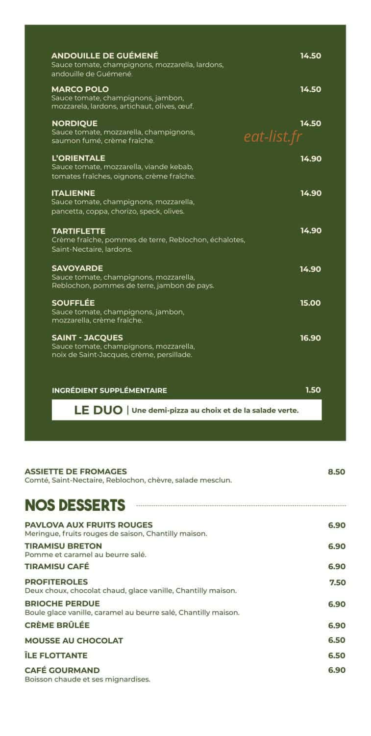 Carte et menu de Le Marco Polo à Quimperle — Desserts...