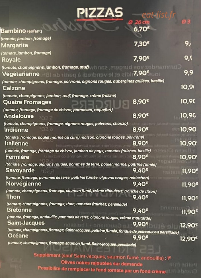 Ty Bistro — carte page 1
