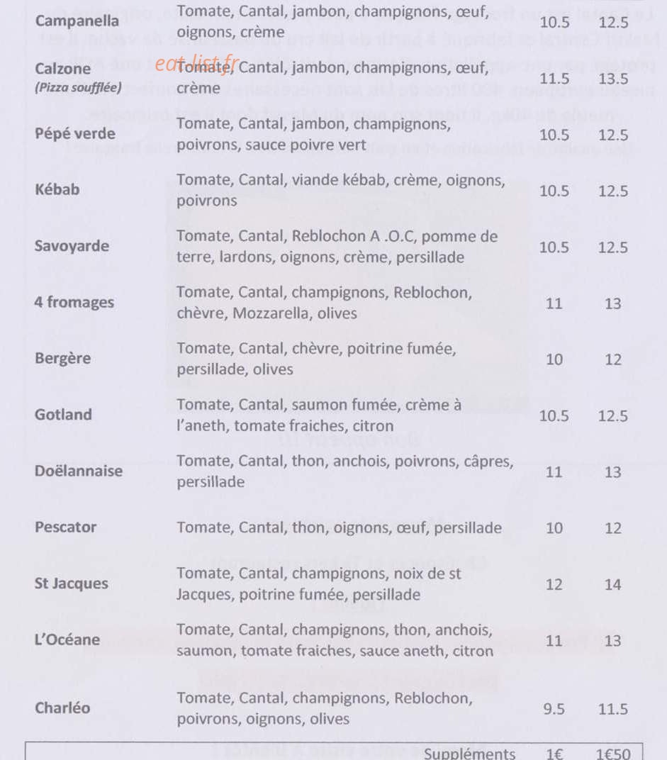 11Bis Pizza — carte page 2