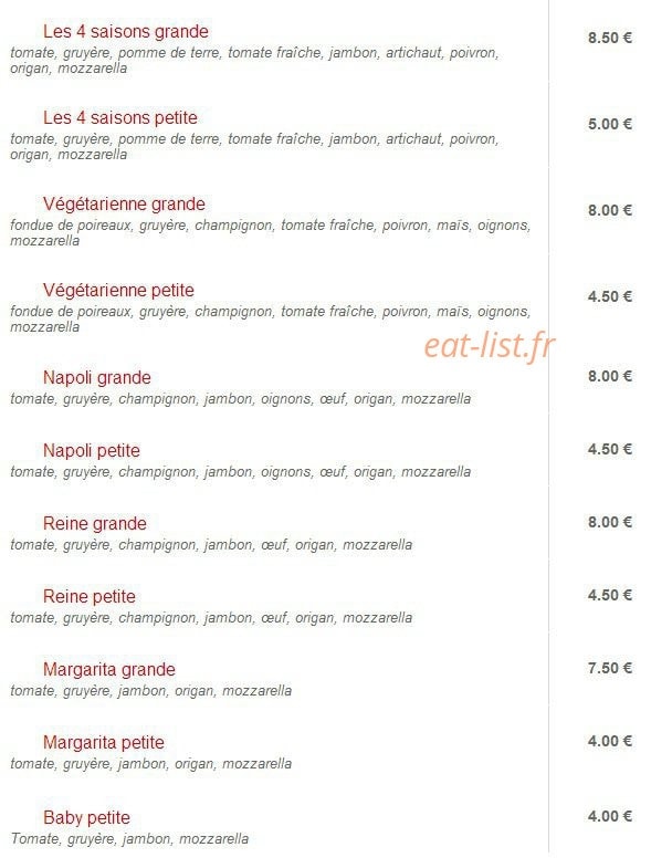 Celtic Pizza — carte page 6