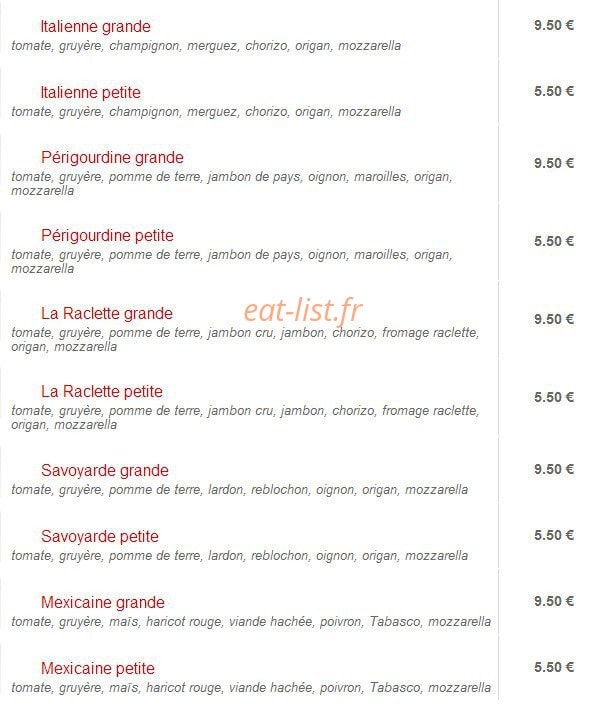 Celtic Pizza — carte page 4