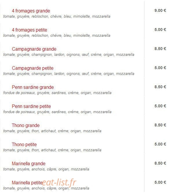 Celtic Pizza — carte page 5