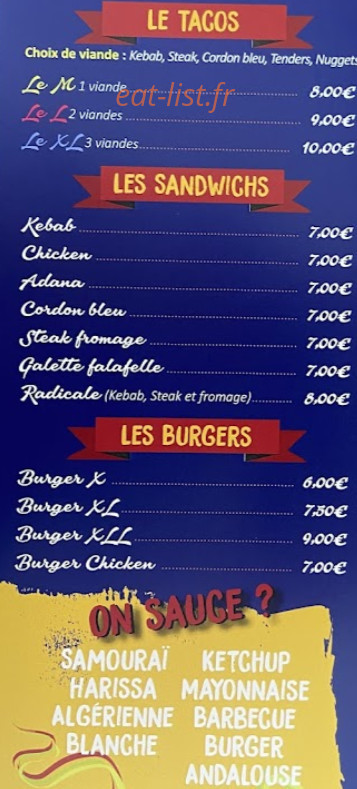 Amara kebab 2 — carte page 1