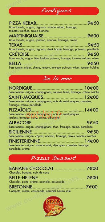 Bella Pizza — carte page 4