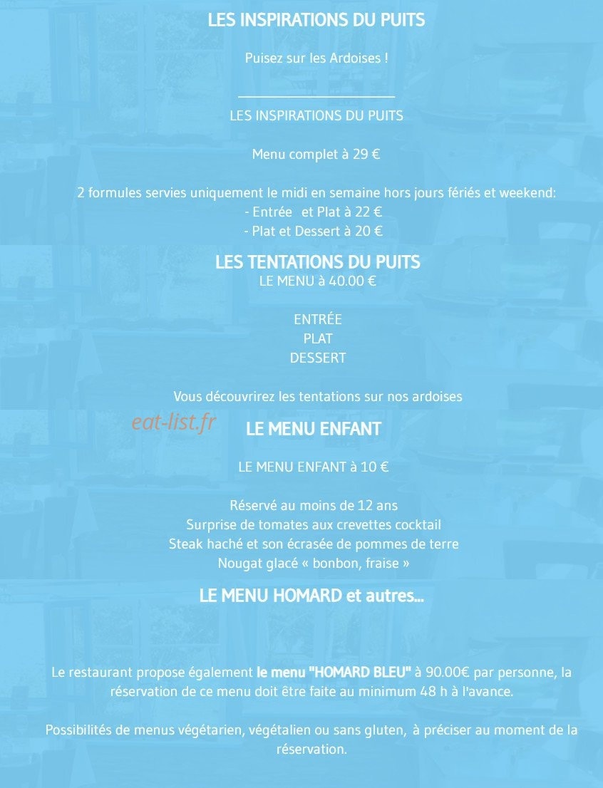 Les Saveurs du Puits — carte page 2