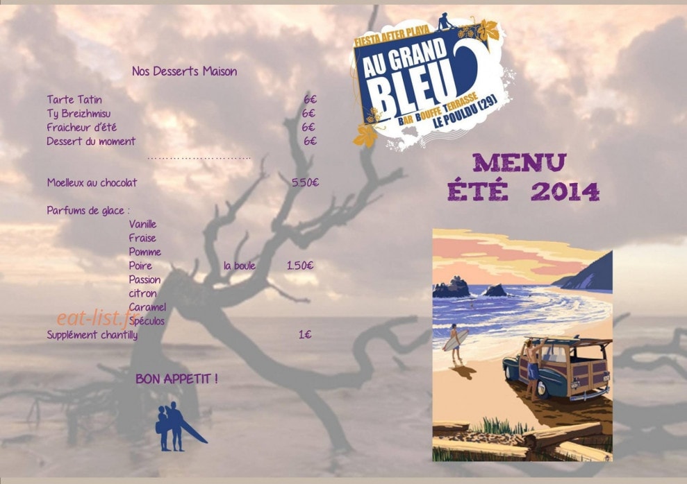Au Grand Bleu — carte page 2