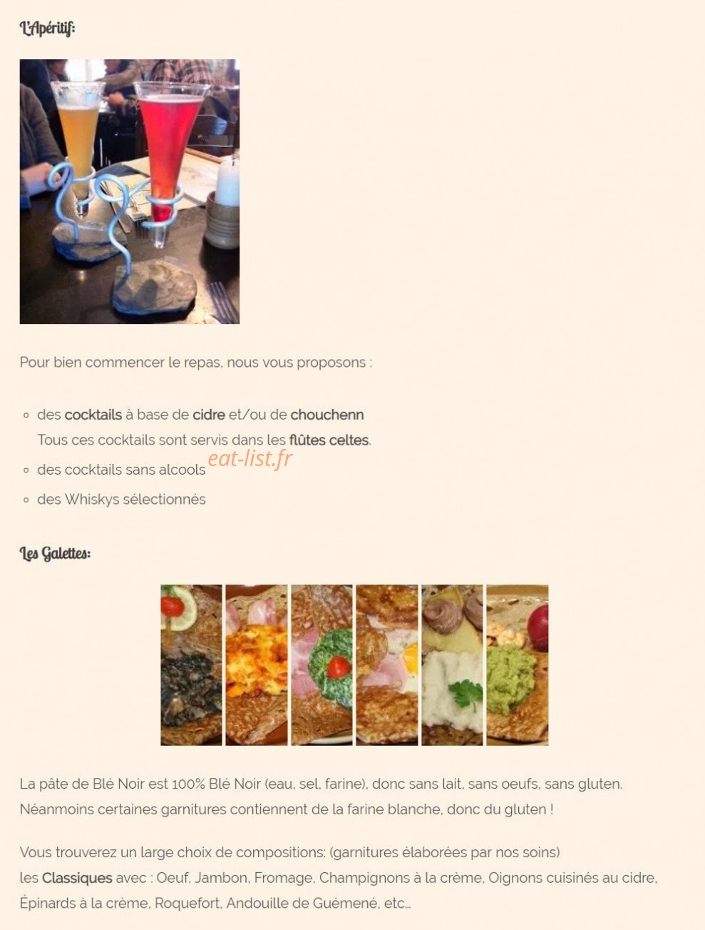 Crêperie de Saint Maurice — carte page 1
