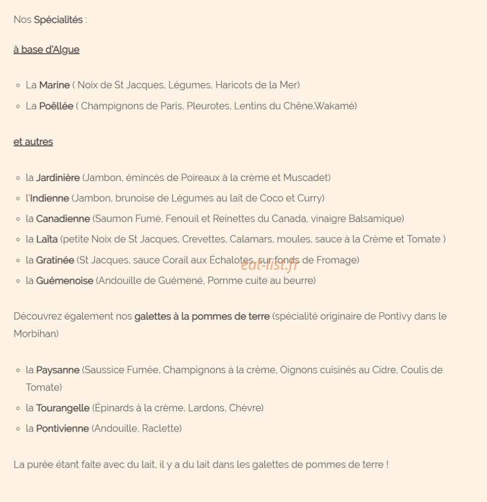 Crêperie de Saint Maurice — carte page 2