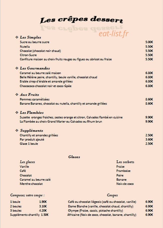 Crêperie Tir na n'og — carte page 3