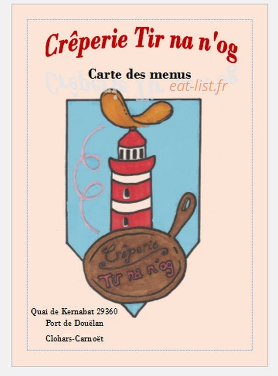 Crêperie Tir na n'og — carte page 1