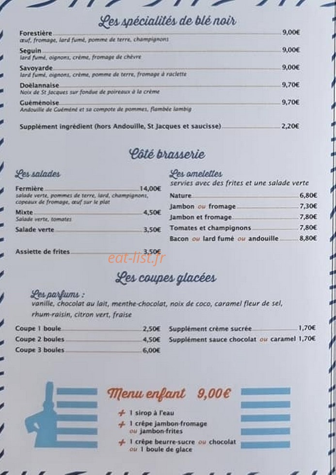 La Crêperie de la plage — carte page 2