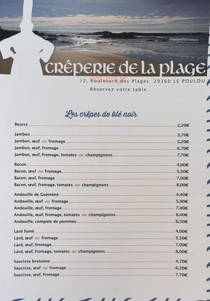 La Crêperie de la plage — carte page 1