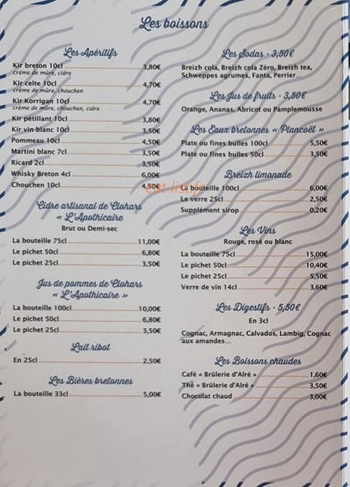 La Crêperie de la plage — carte page 4