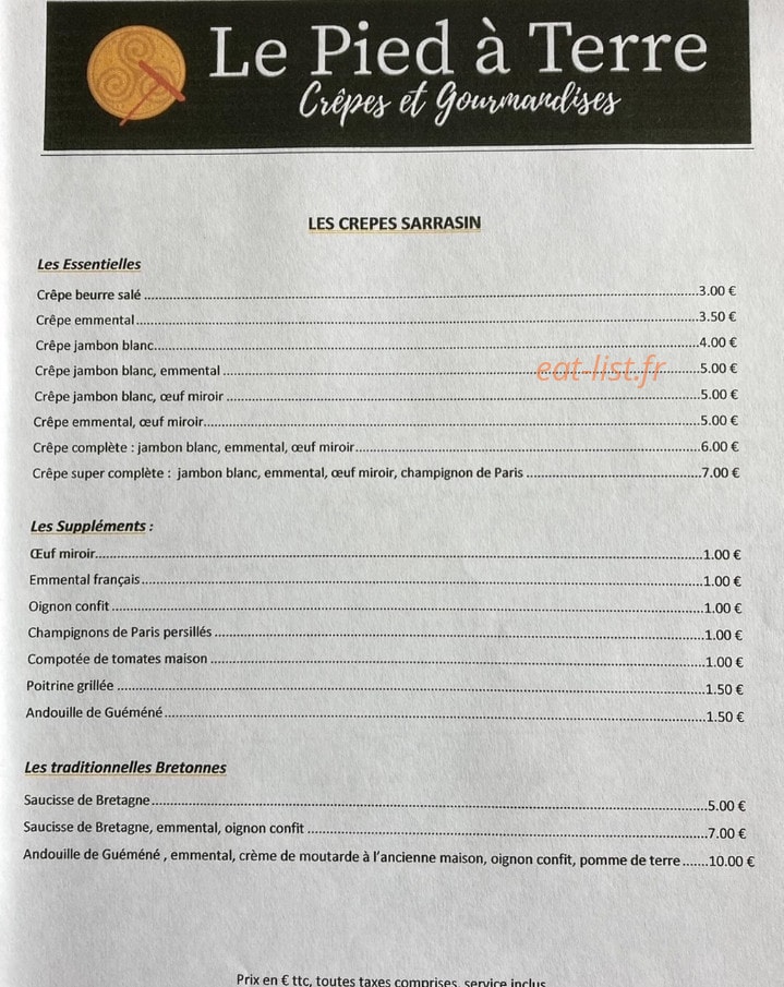 Le Pied à Terre — carte page 3