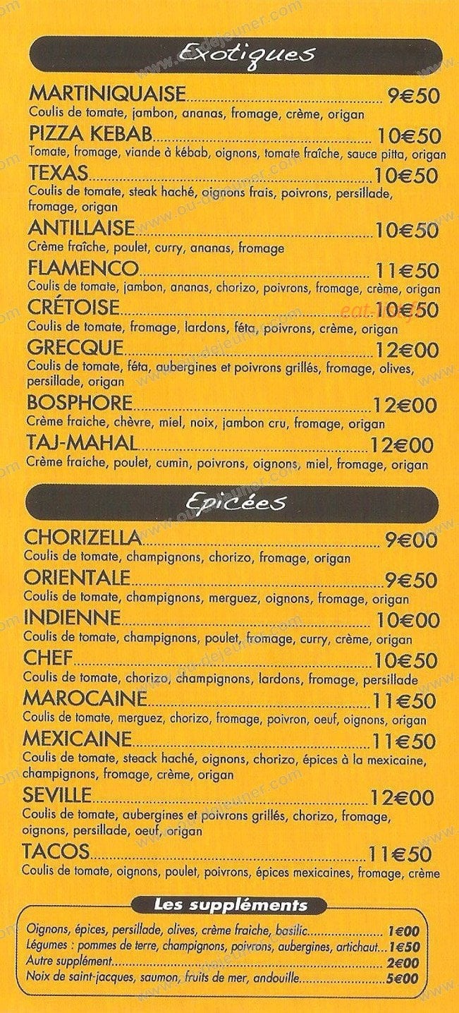 Royal Pizza — carte page 2