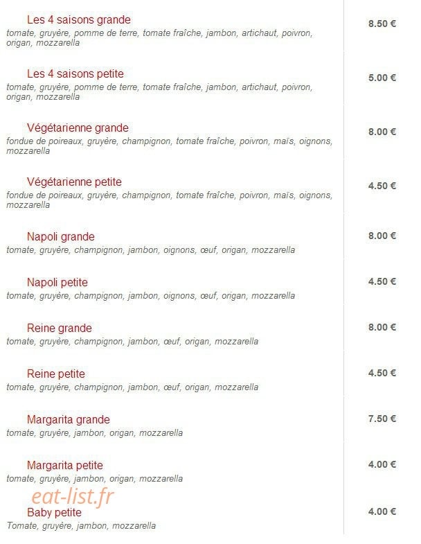 Celtic Pizza — carte page 6