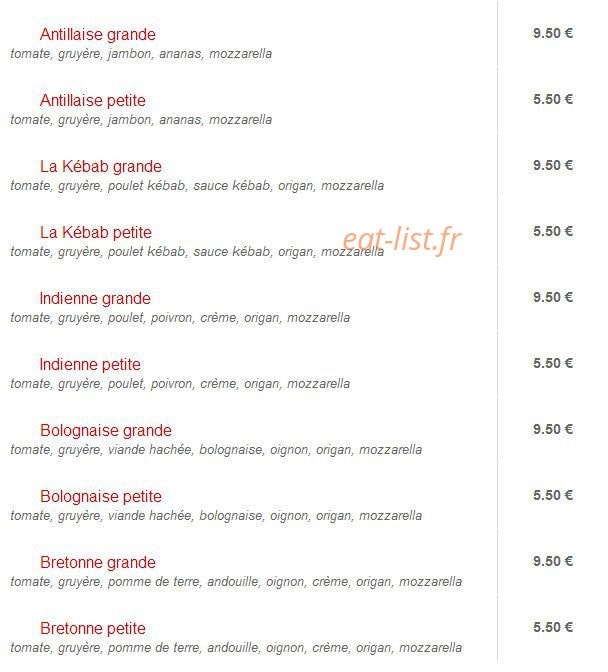 Celtic Pizza — carte page 3