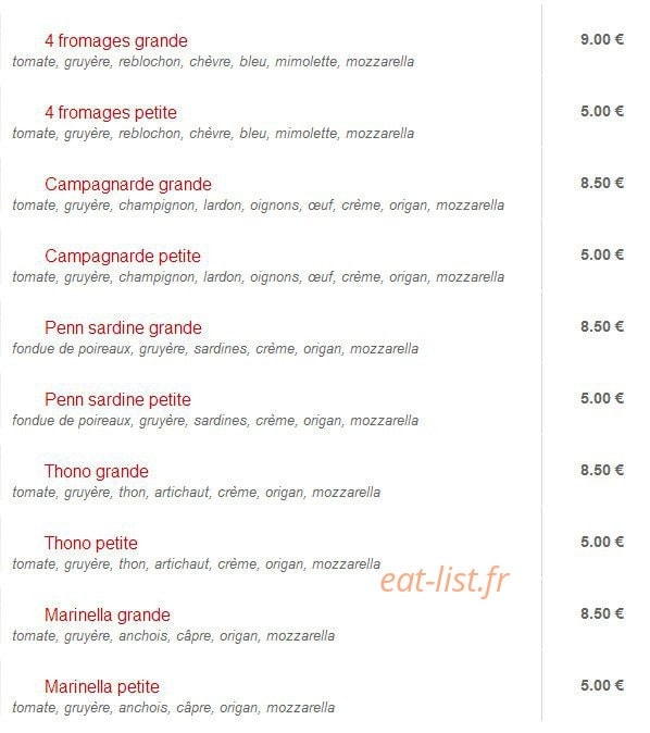 Celtic Pizza — carte page 5