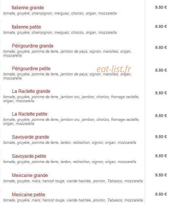 Celtic Pizza — carte page 4